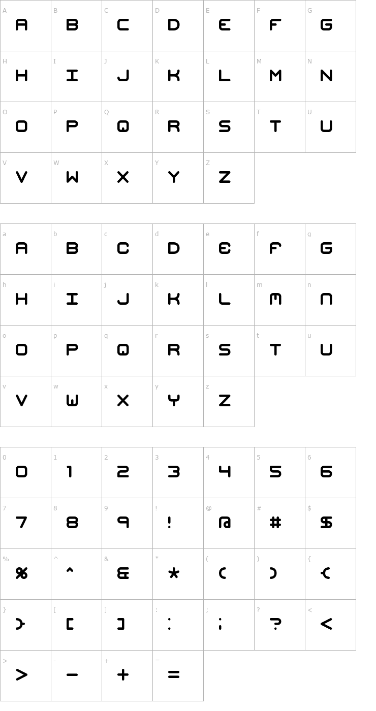 Character Map Mishmash BRK Font