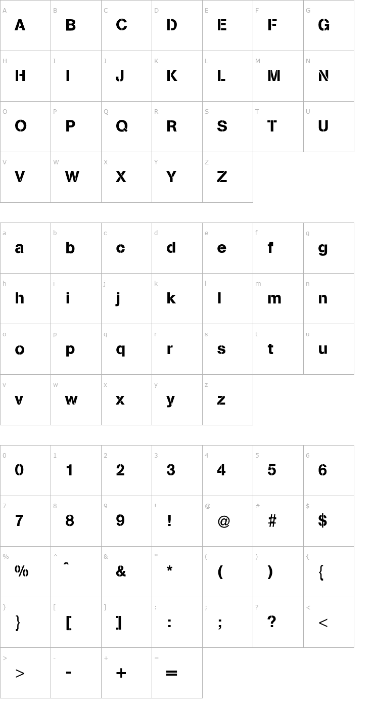 Character Map MissingLinks Font