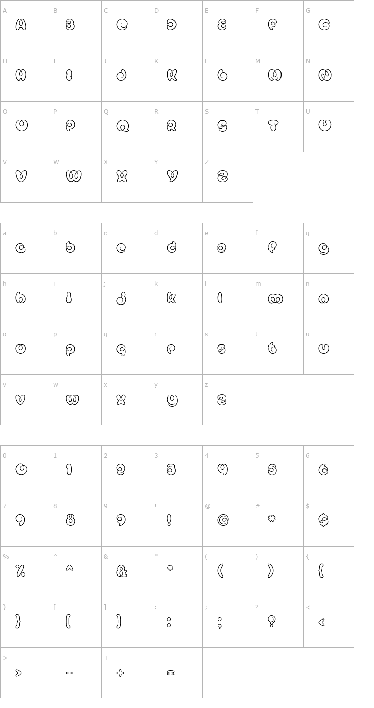 Character Map Mister Loopy Regular Font