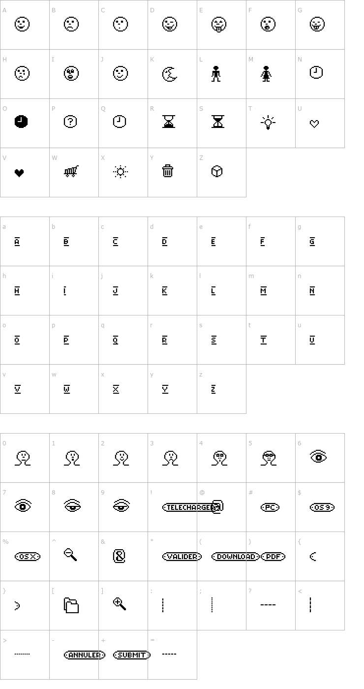 Character Map Mister Pixel 16 pt - ToolsOne Font