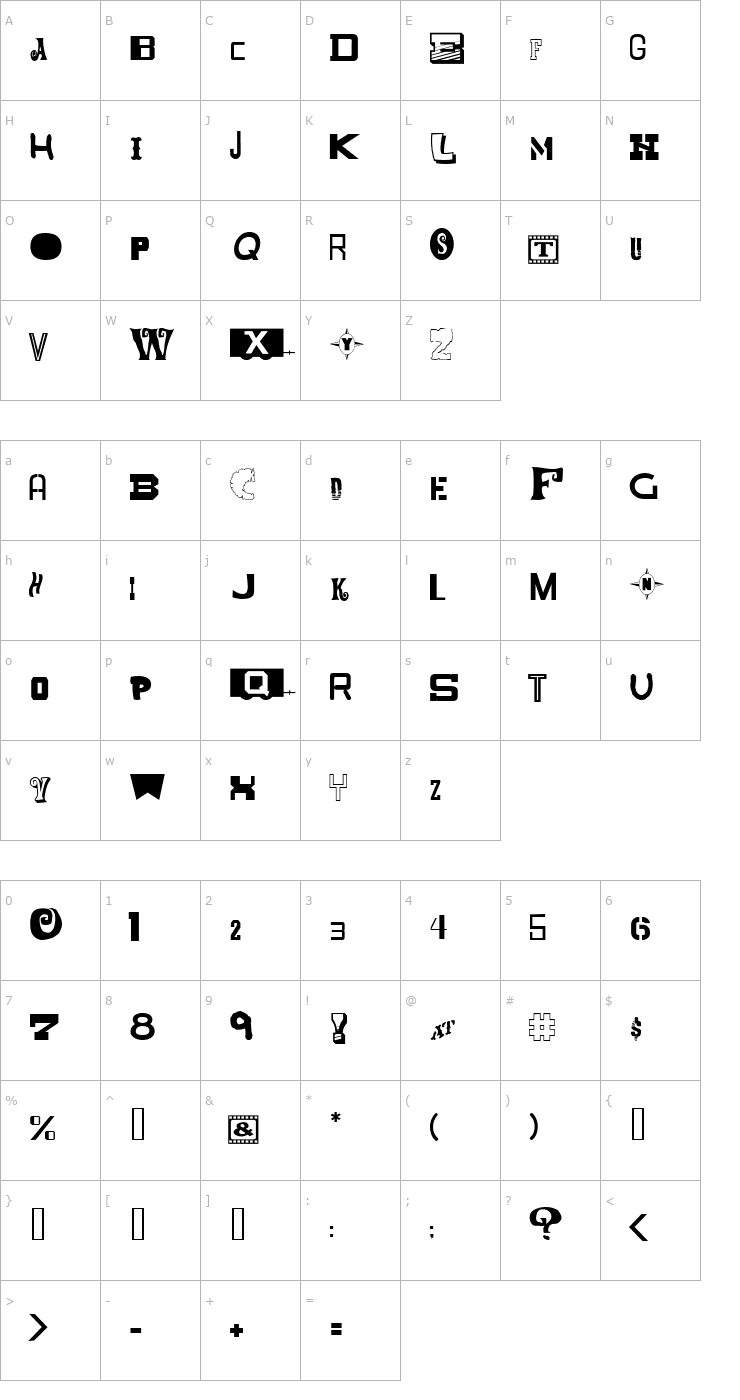 Character Map Mixed Messages JL Font