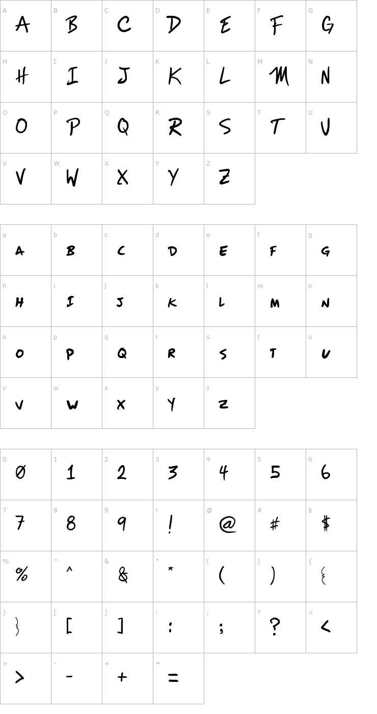 Character Map Mizike Font