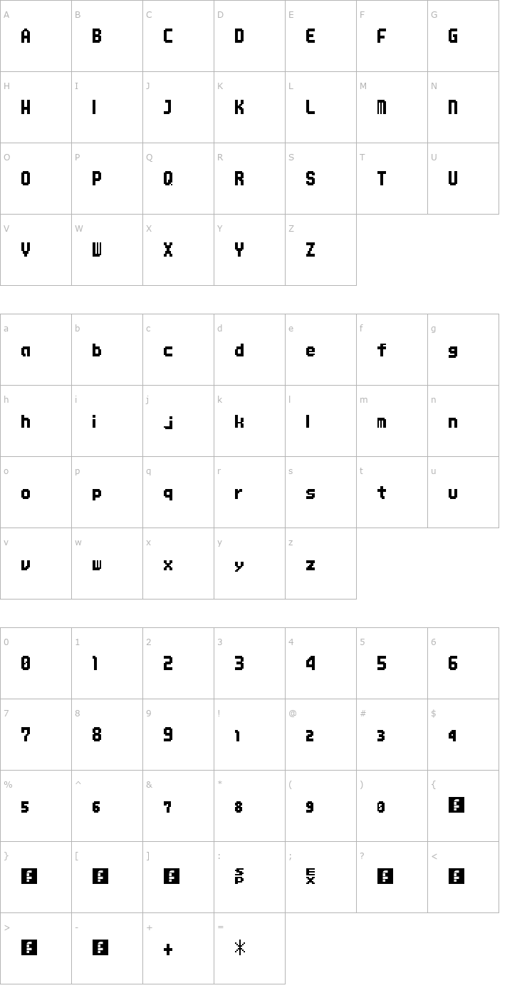 Character Map MMBNThick Font