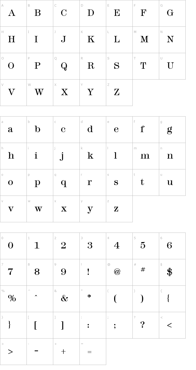 Character Map Modern No. 216 Regular Font