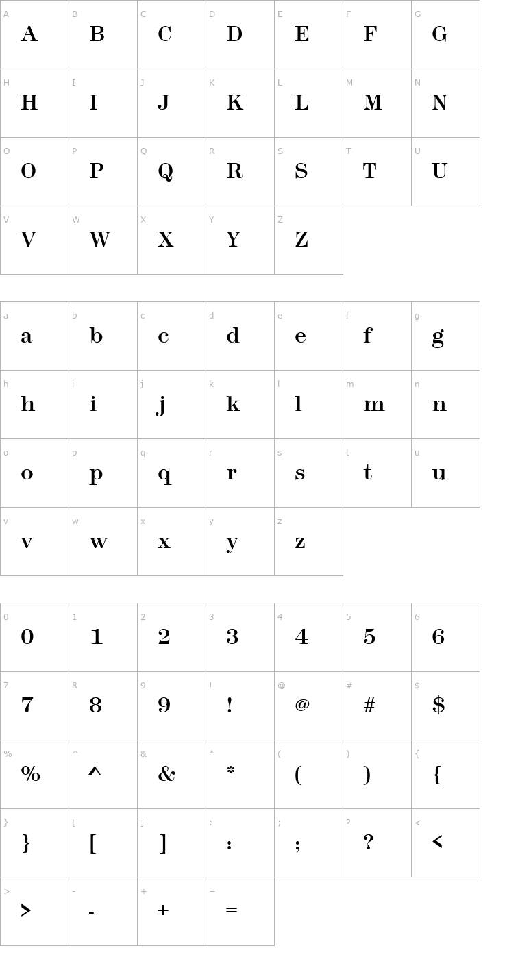 Character Map Modern327 Regular Font