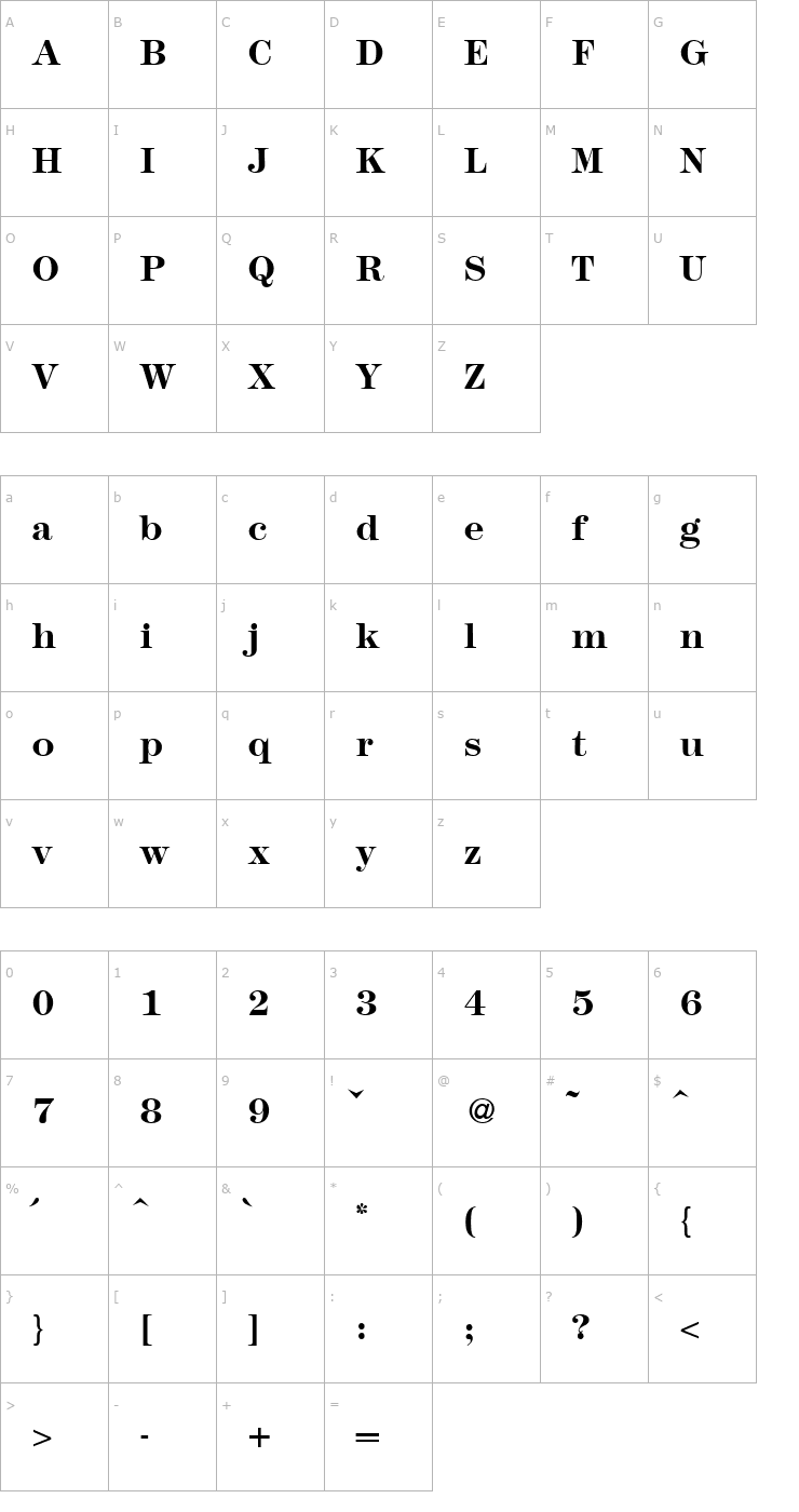 Character Map Modern438-Bold Font