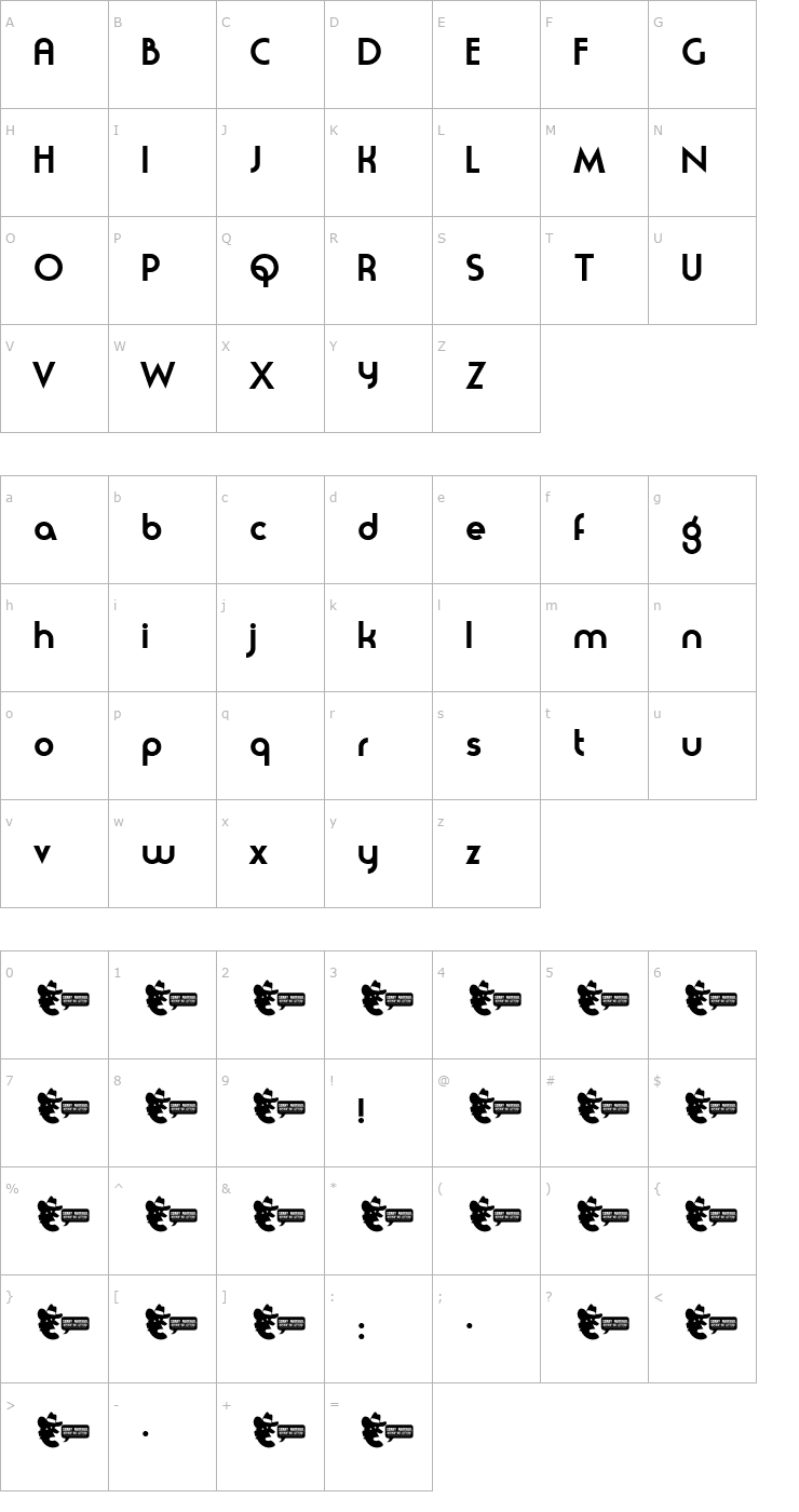 Character Map Moderna Font