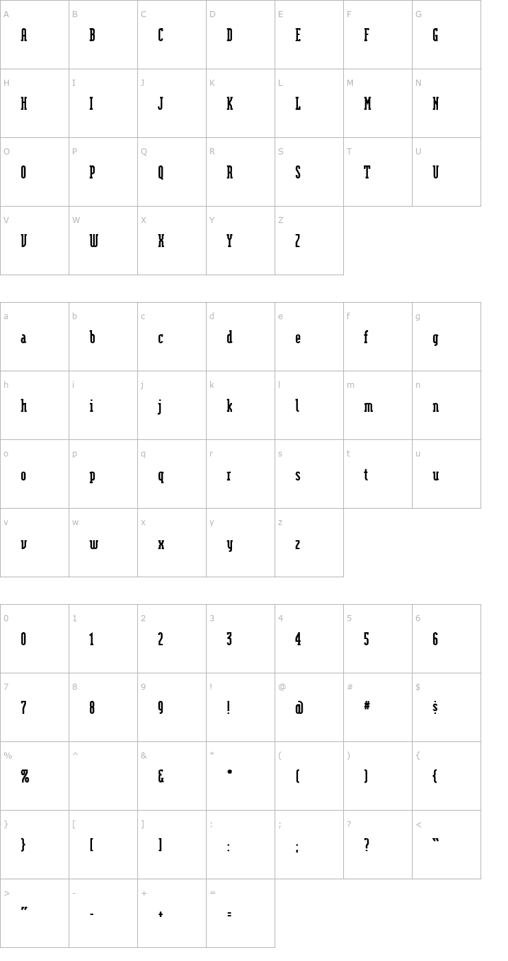 Character Map ModulaSerifBlack Medium Font