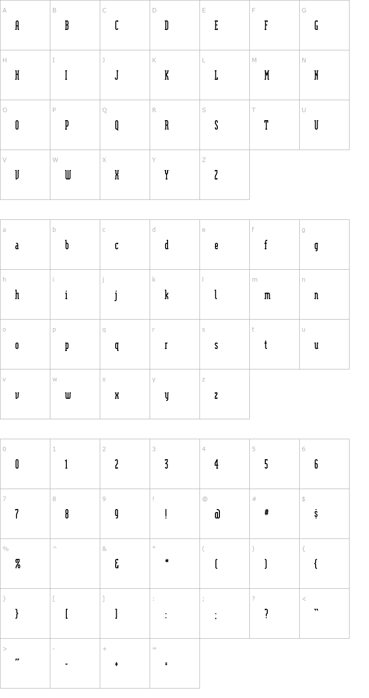 Character Map ModulaSerifBold Font