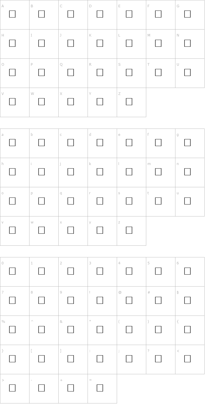 Character Map MOHAWK Regular Font