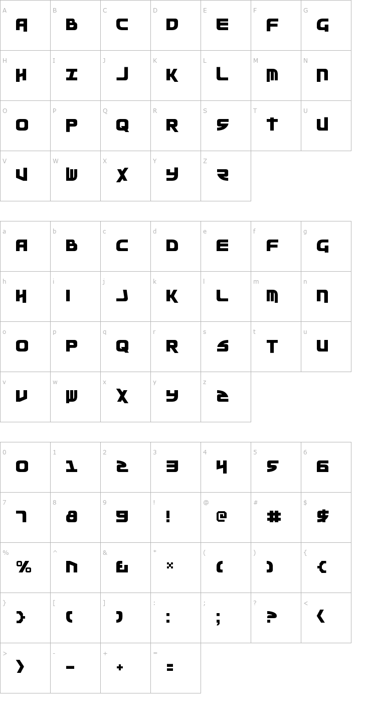 Character Map Moltors Font