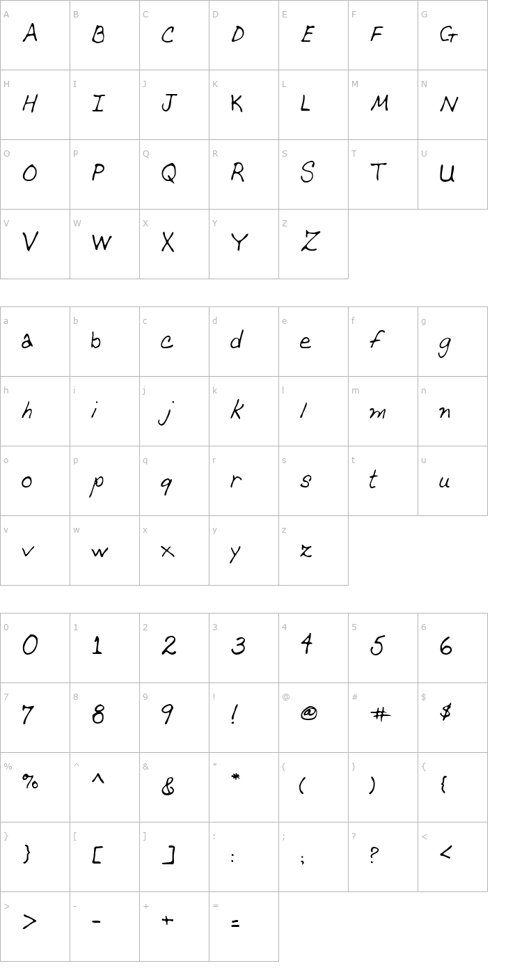 Character Map Momcat Regular Font