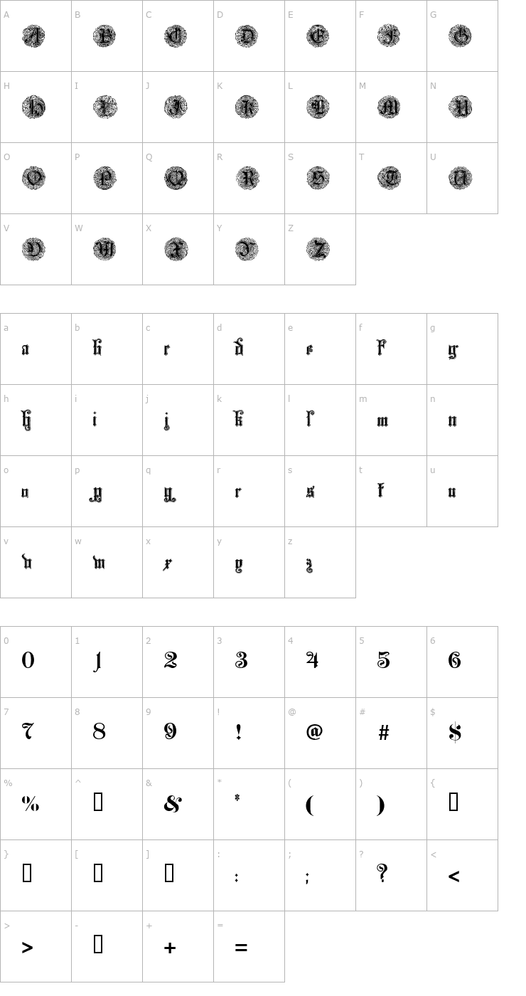 Character Map Monarchia Font