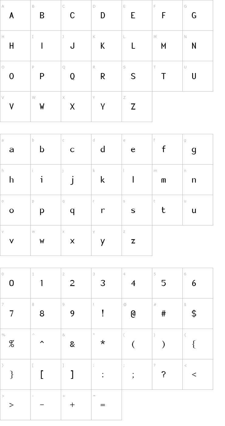 Character Map MonotonyBook Font