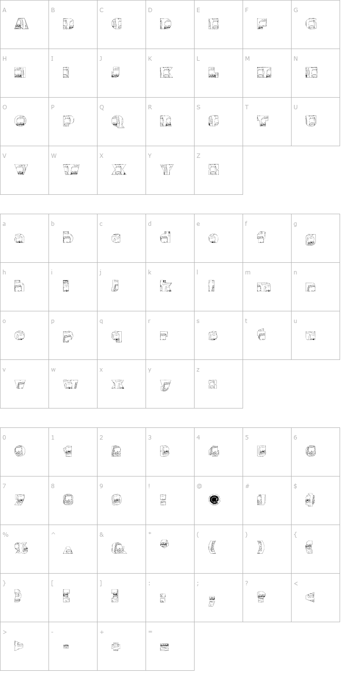 Character Map Monster Boxes Font