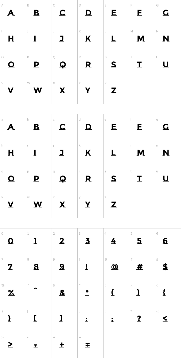 Character Map Montserrat Subrayada Bold Font