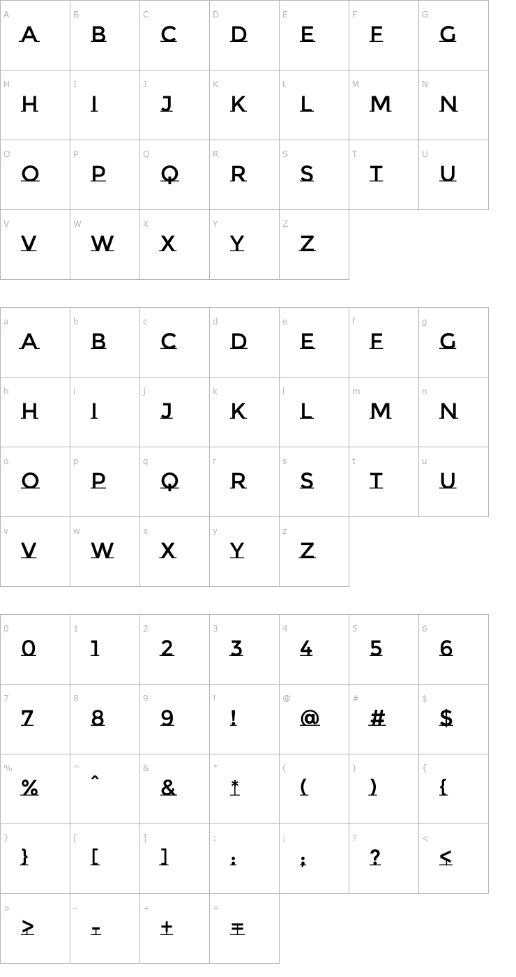 Character Map Montserrat Subrayada Font