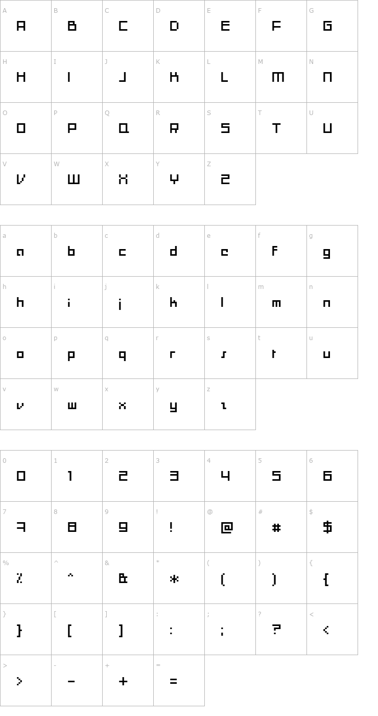 Character Map Moonracer Font