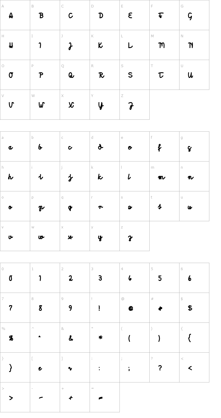 Character Map Morado Marker Font