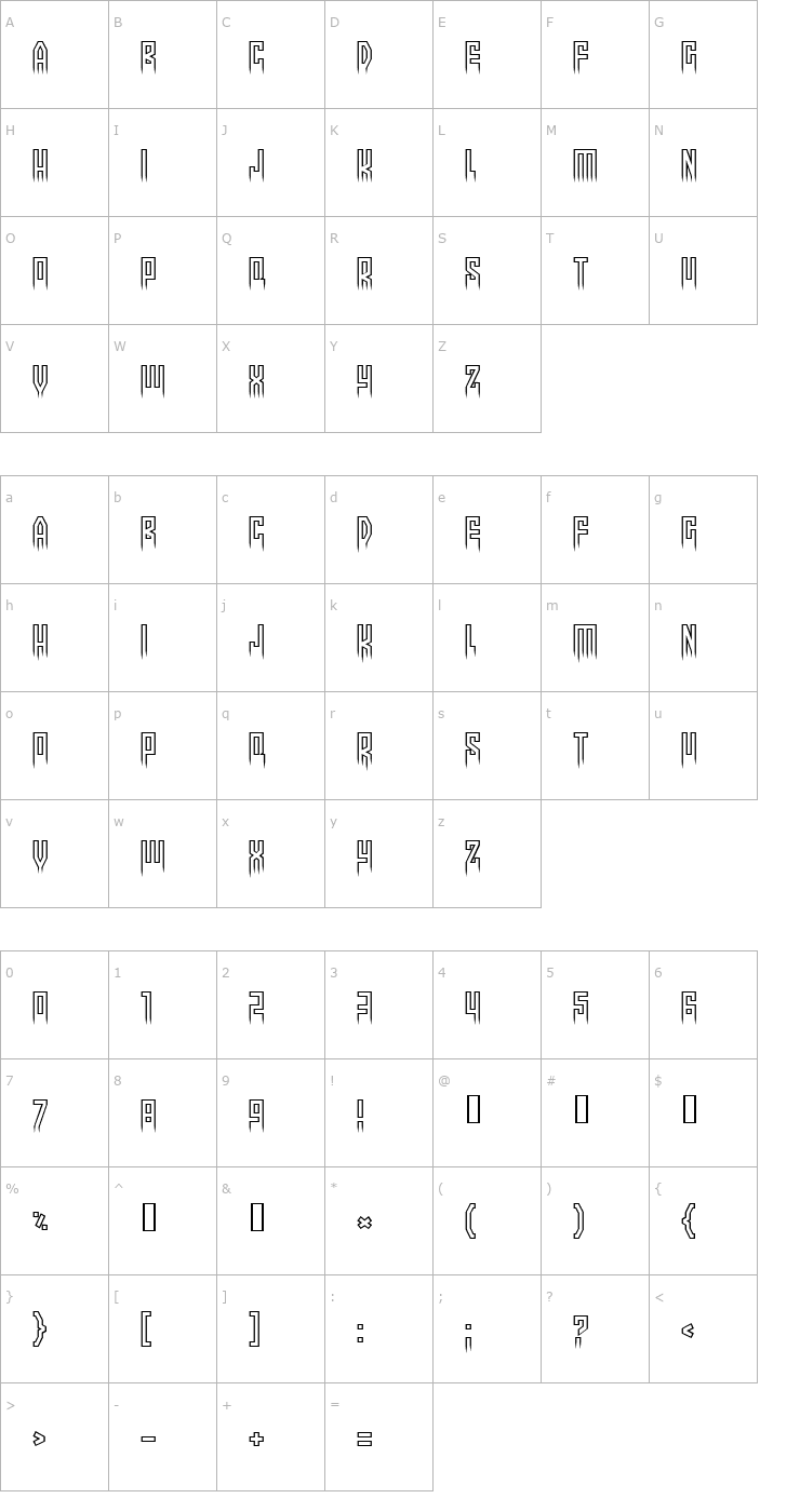 Character Map More than human Font