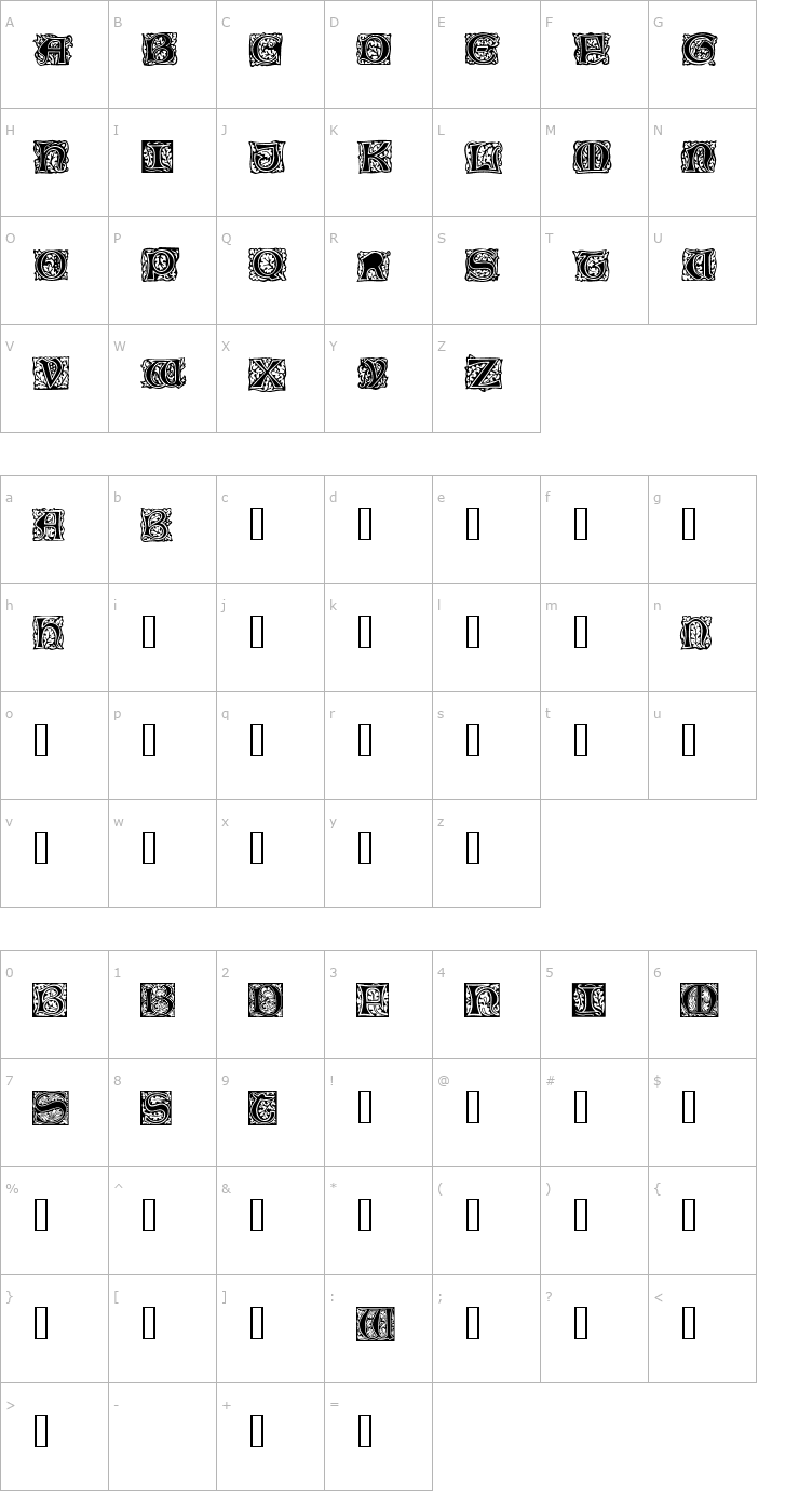 Character Map Morris Initials Font