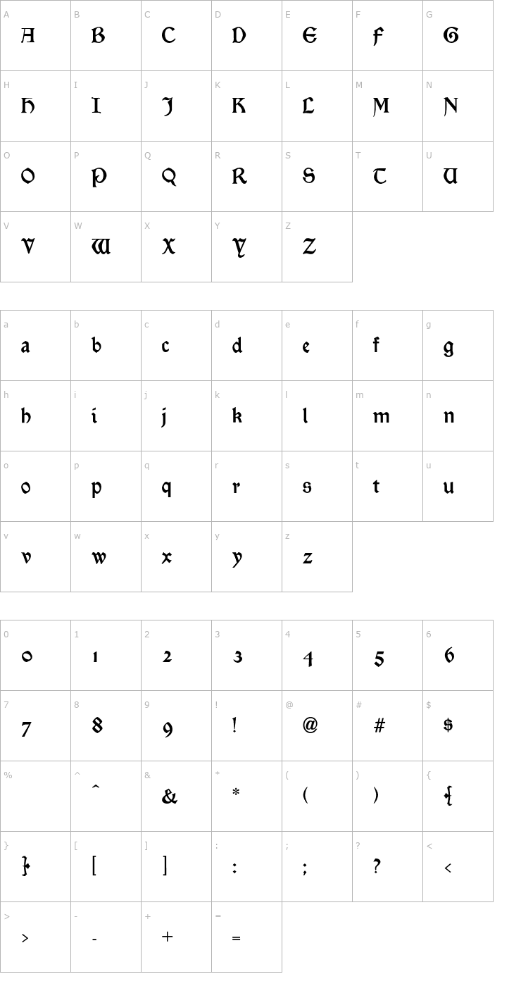 Character Map MorrisBlack-Normal OTF Font