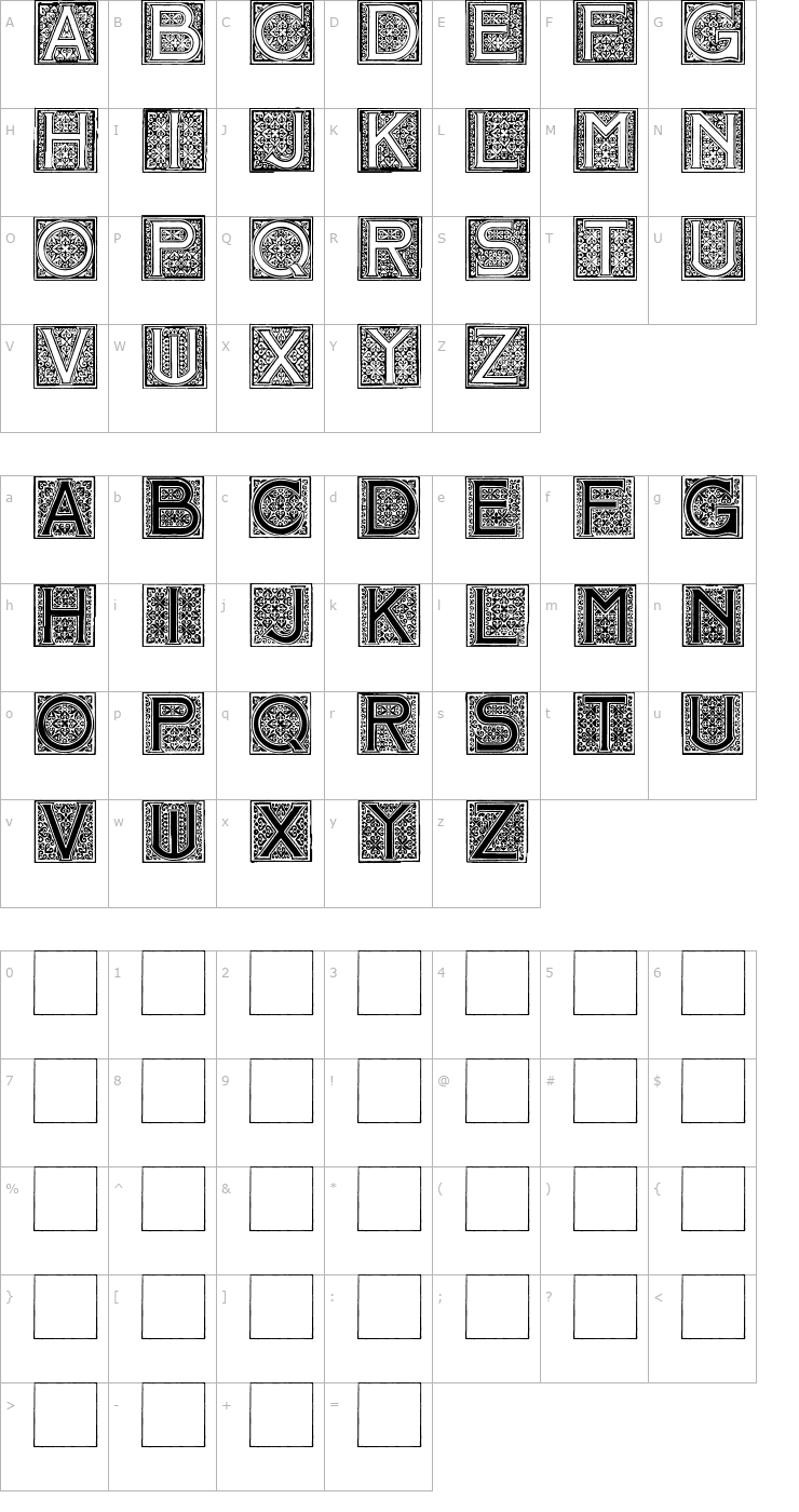 Character Map Mosaic_Initials Font