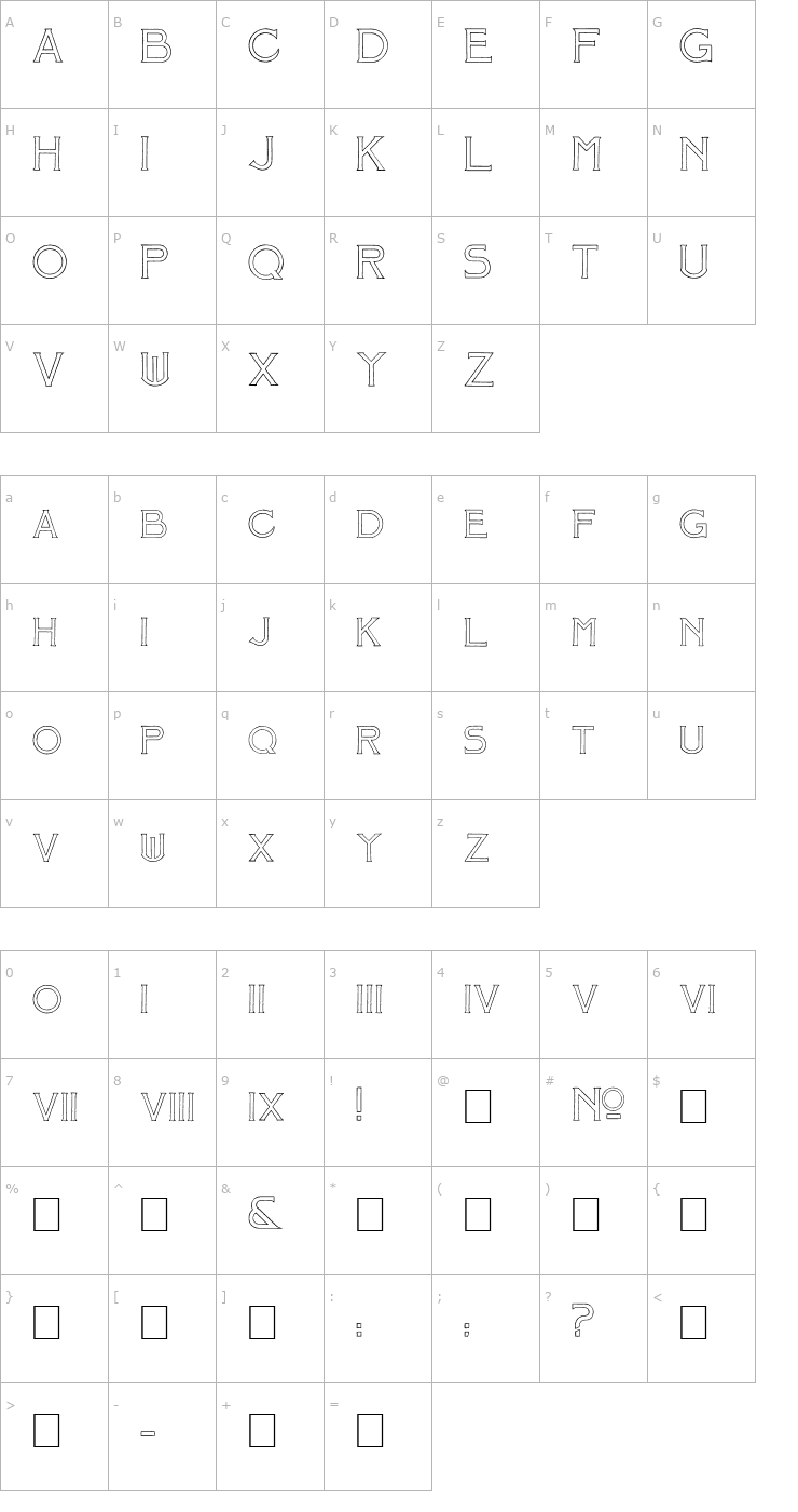 Character Map Mosaic_Outline Font