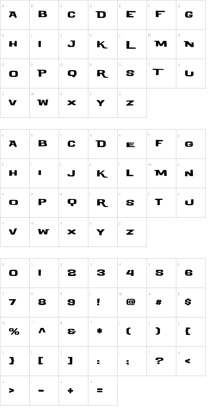 Character Map Motel King Font