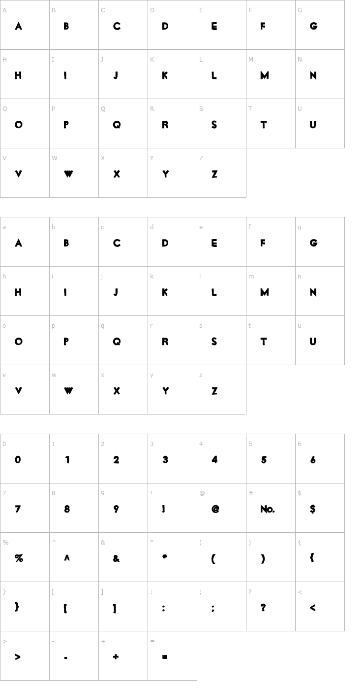 Character Map Motor Oil Font