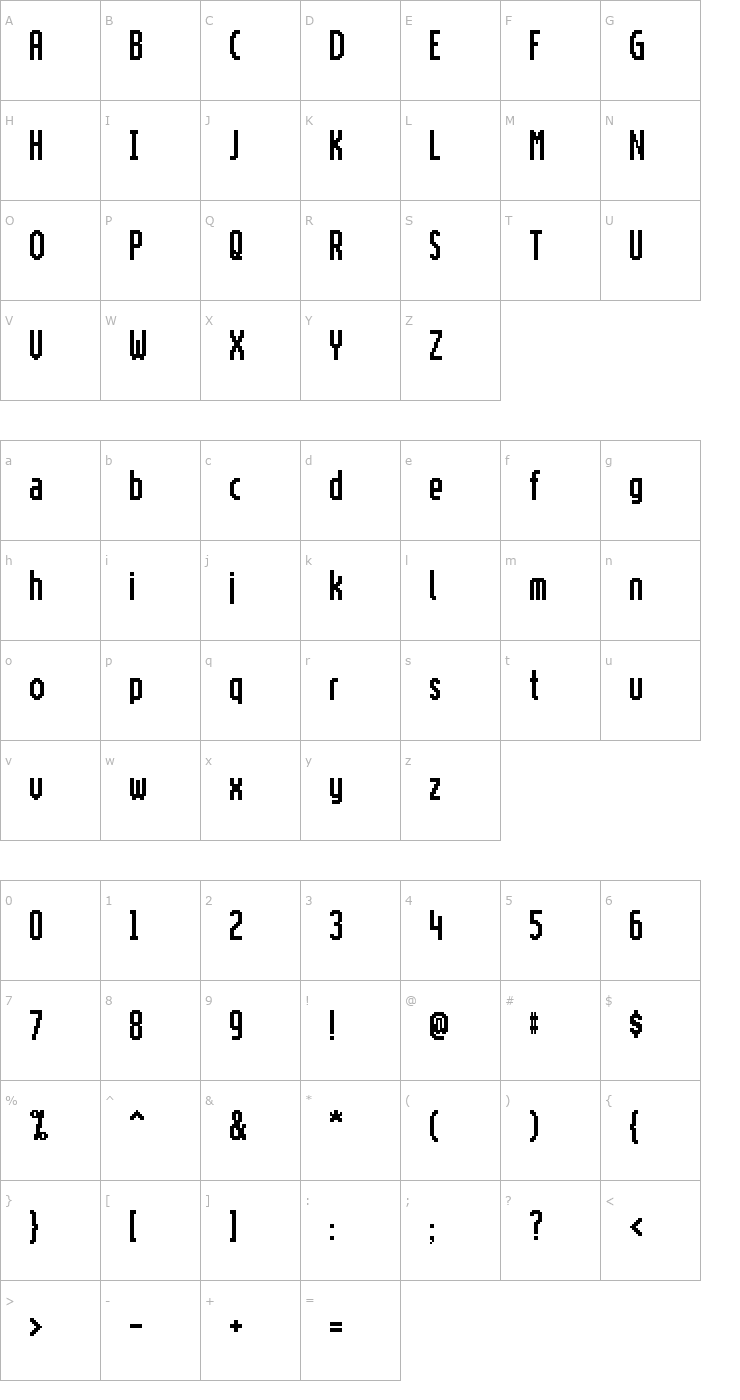 Character Map Motorola ScreenType Font