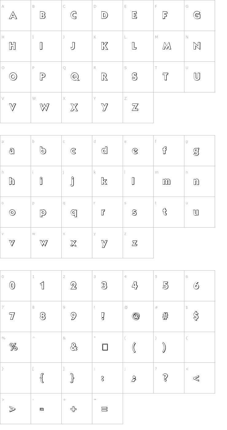 Character Map Mouser Outline Font