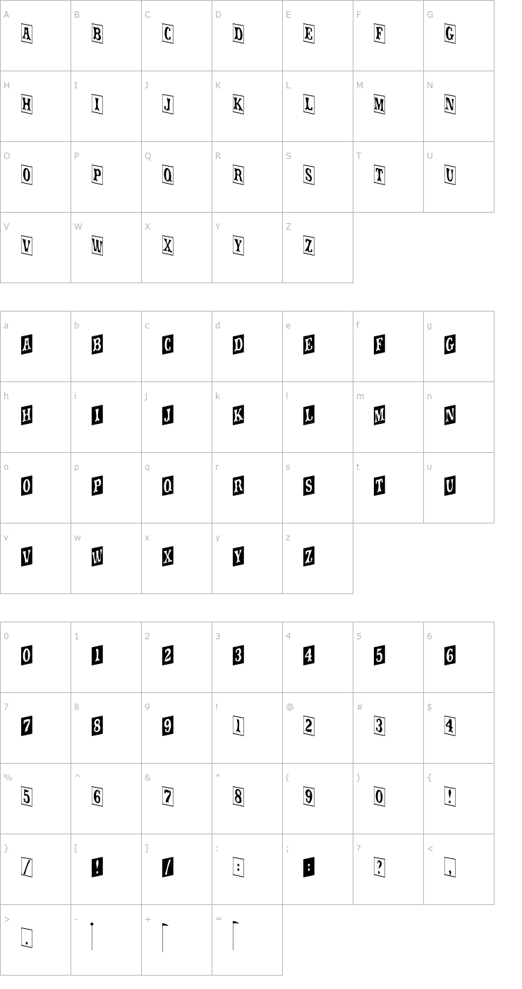 Character Map movieola Font