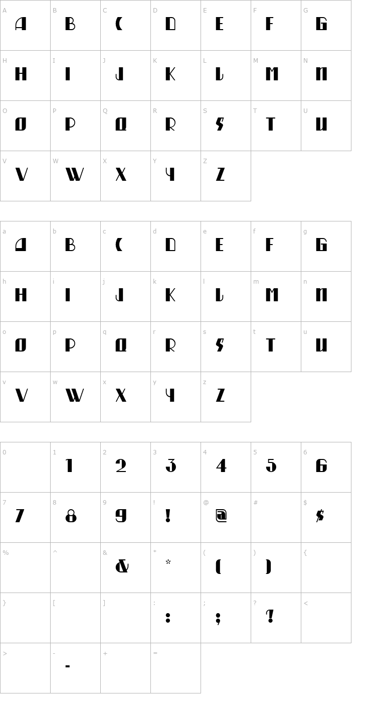 Character Map MunchausenNF Font