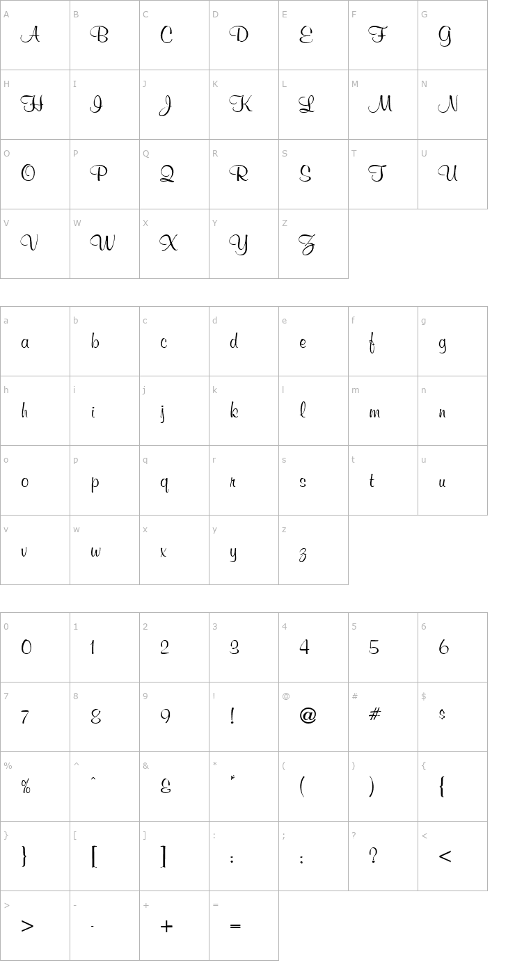 Character Map Murray Hill Bold Regular Font