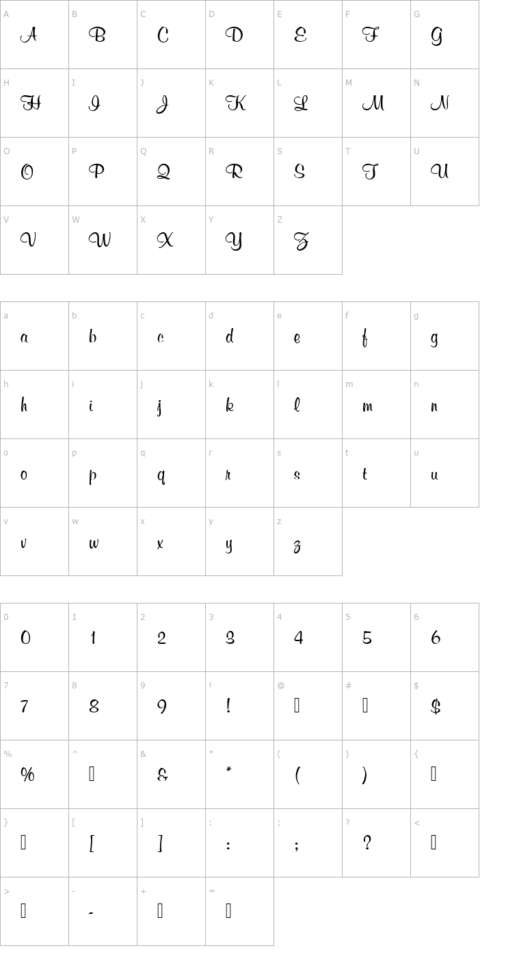 Character Map Murray_Becker_Bold Font