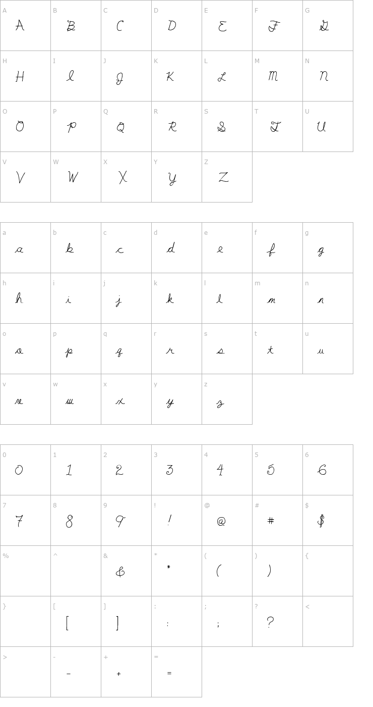 Character Map My First F Font