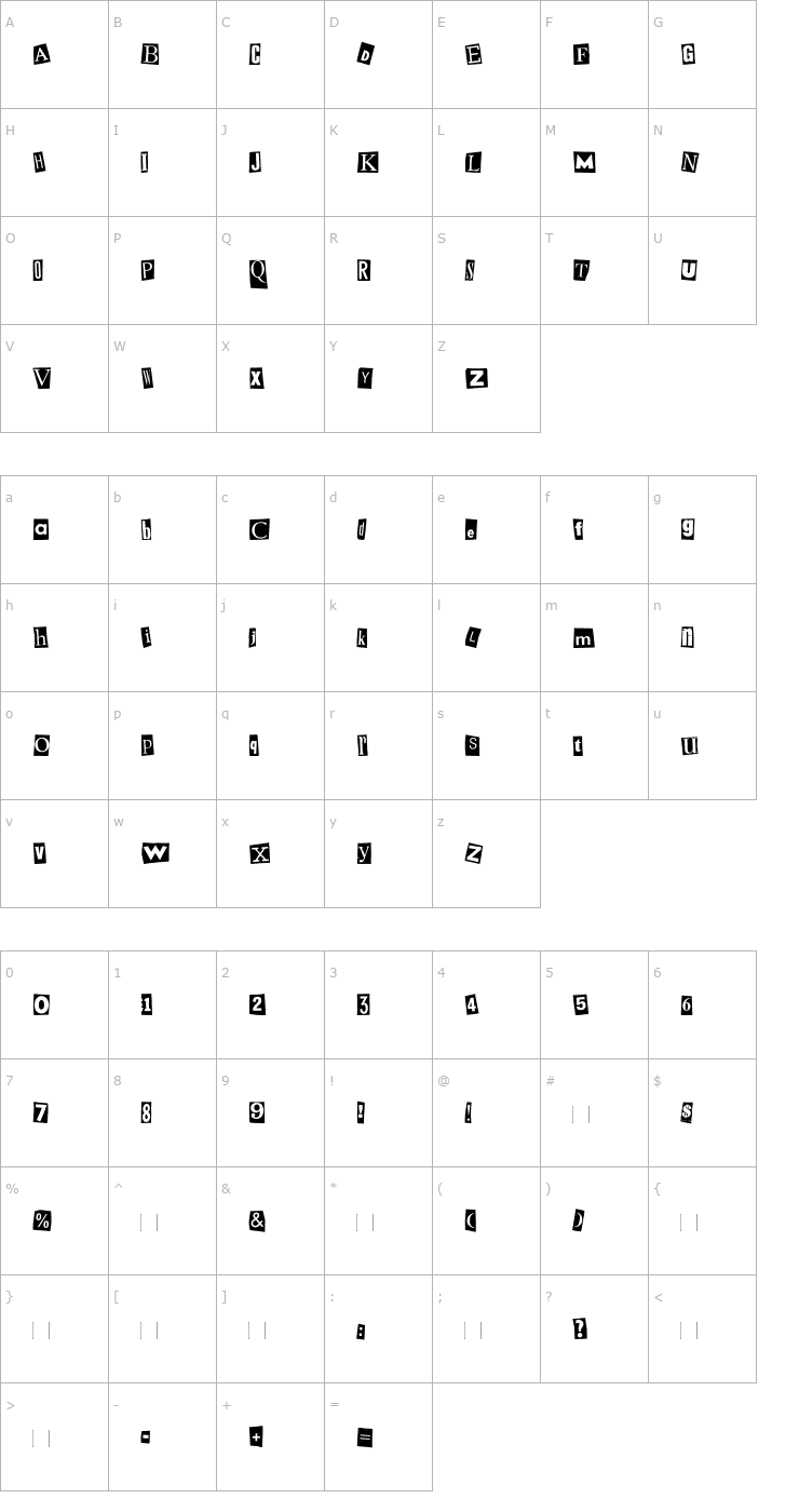 Character Map Mystery Black Font