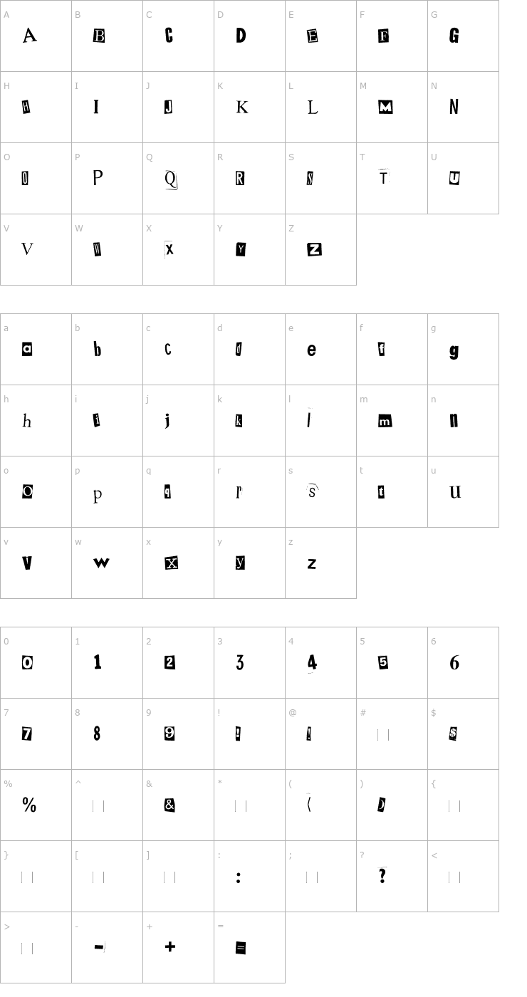 Character Map Mystery Mixed Font