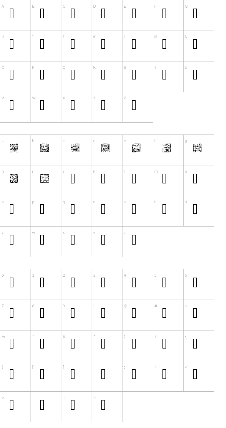 Character Map Mythago Squares Font