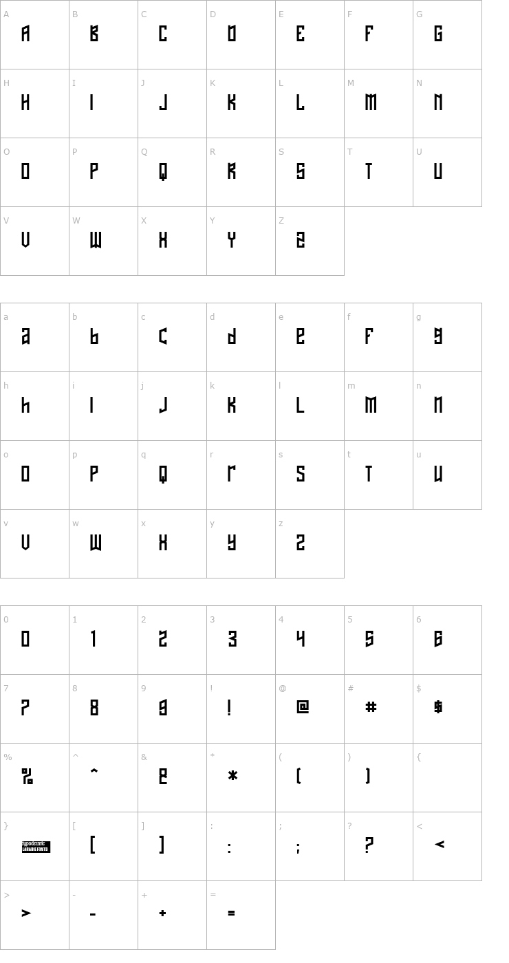 Character Map NAFTAlene Font