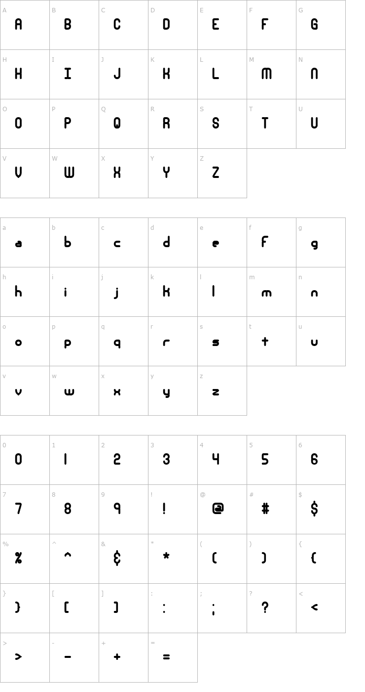 Character Map Nanosecond Thick BRK Font