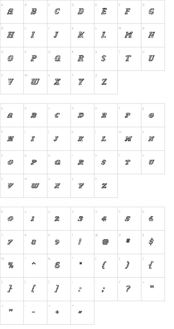 Character Map NarlyInline Font