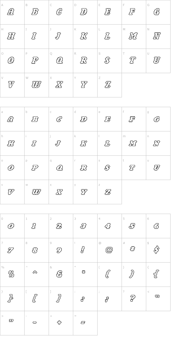 Character Map NarlyOutline Font