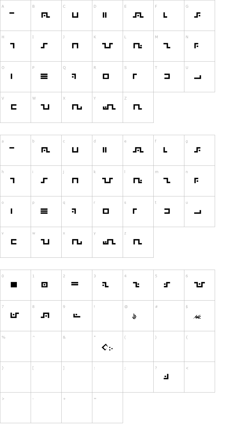 Character Map Narn Font