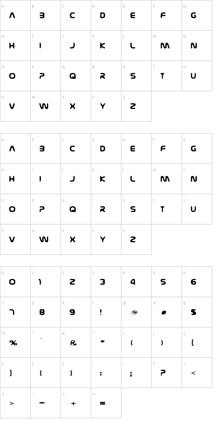 Character Map Nasal Font