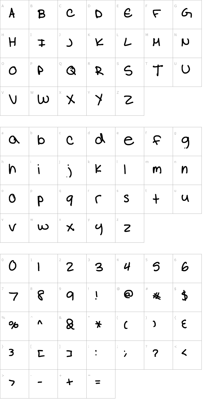 Character Map Natalia Colleen Font