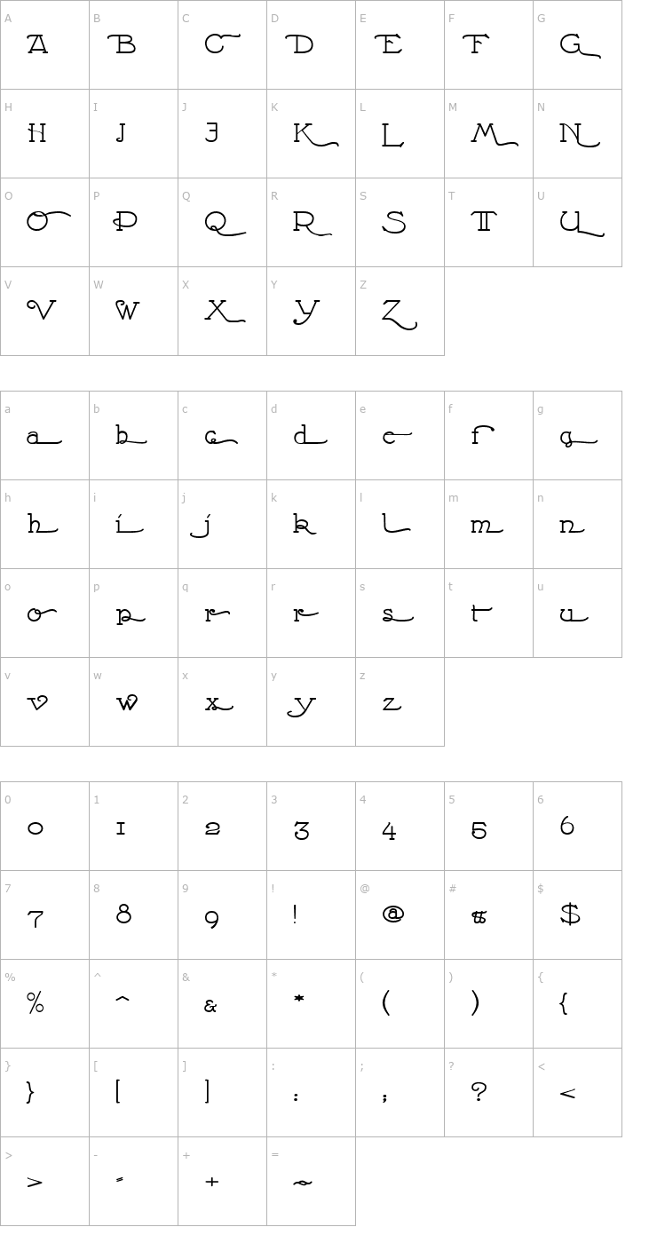 Character Map Nathan Alternates Expanded Regular Font