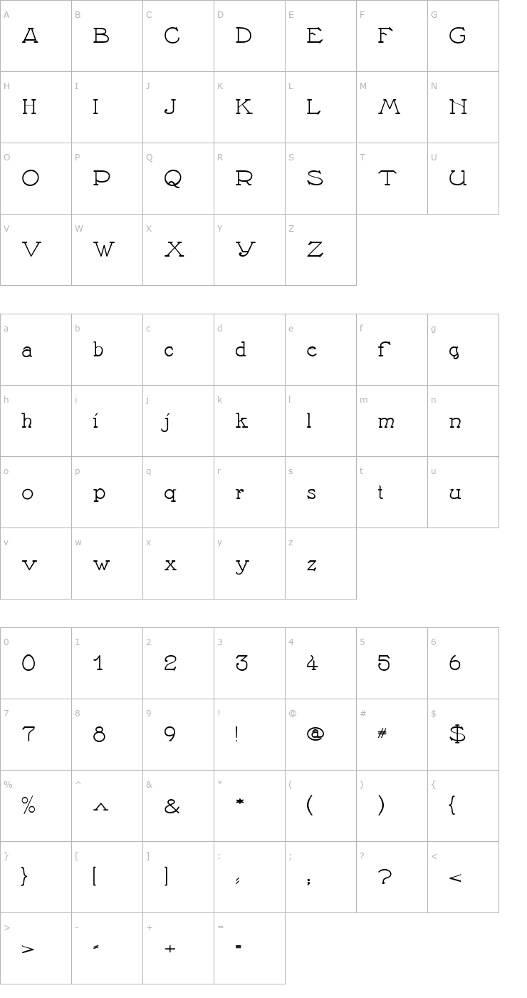 Character Map Nathan Expanded Regular Font