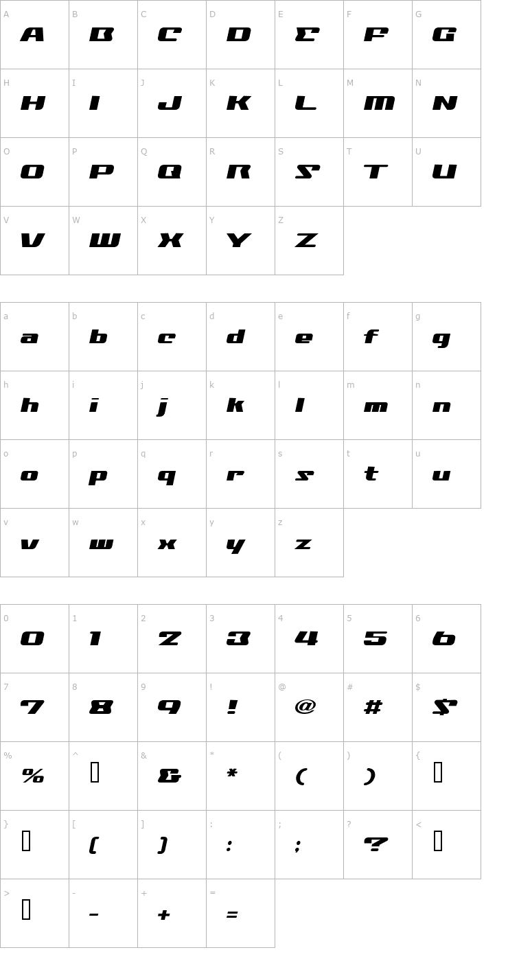 Character Map Nationalyze Font